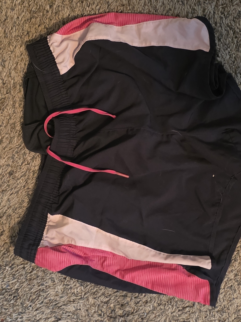 Women's Black Athletic Shorts with Pink Accents